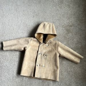 Baby gap tan suede and fur lined jacket size 18-24 mos